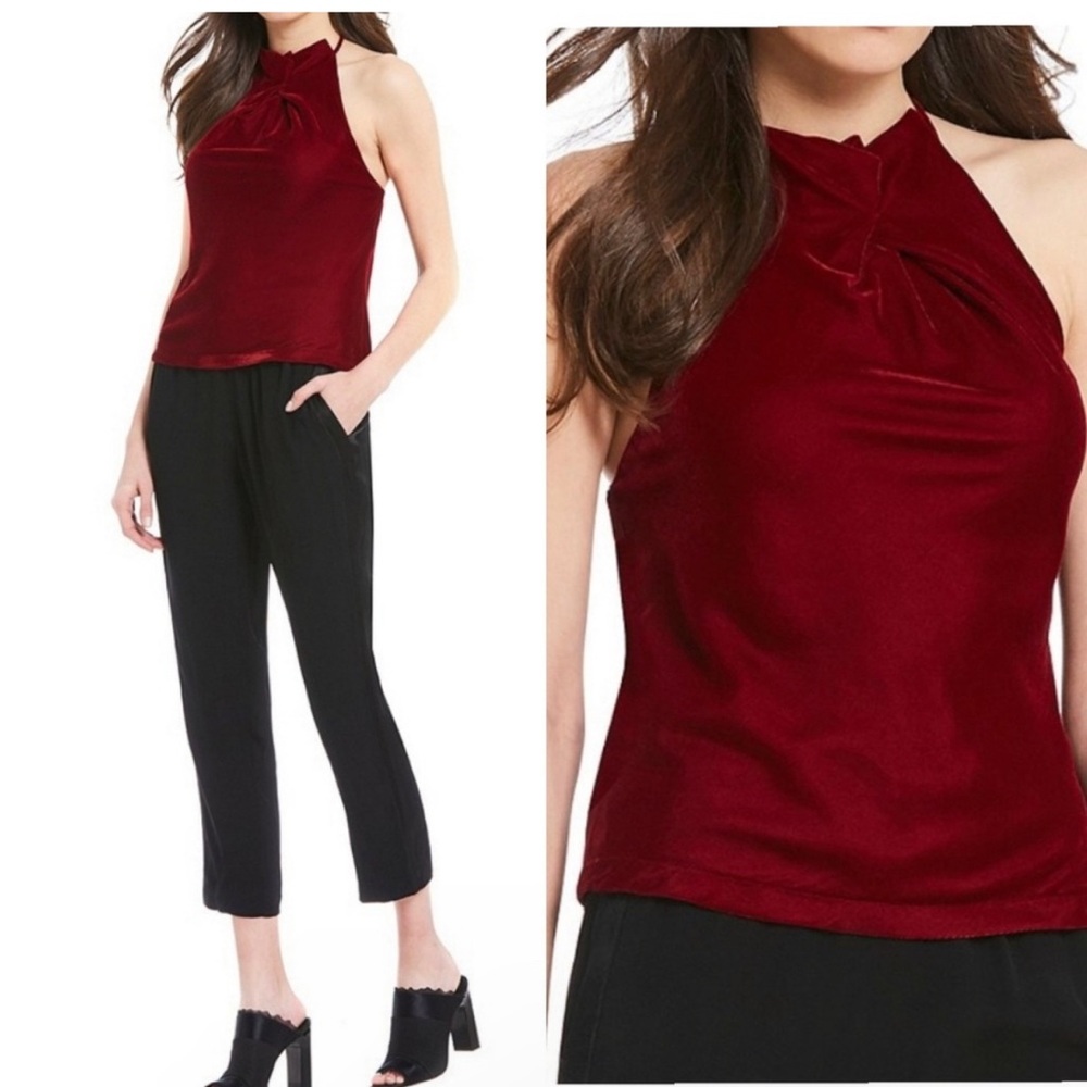 Max Studio Velvet Halter Top Size Large NWT Garnet Color